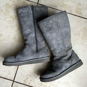 UGG Australia grey suede mid-calf zip boots size 6